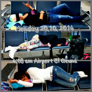 tired girls airport